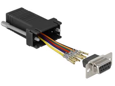 DeLOCK 66165 kabel kønsskifter Sub-D 9 pin Rj-45 Sort, Rustfrit stål