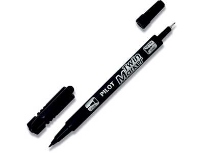 Marker, Rund og spids spids, 0.3 og 0.5 mm, Sort, Pilot Twin SCA-TM-BG-B