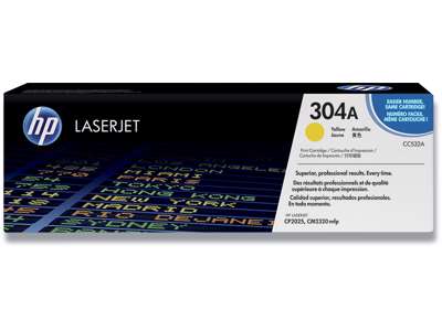 Toner, 304A, Yellow-gul, 2.800 sider, HP CC532A