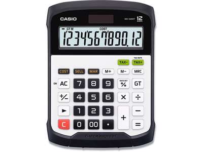 Mapperegner Casio WD-320MT vandtæt hvid 12 cifre 36x115x195mm