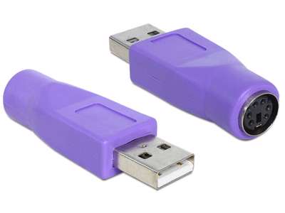 DeLOCK 65461 kabel kønsskifter USB-A PS/2 Violet