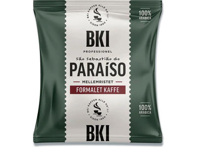 Kaffe, Filter formalet, Mellemristet, 75 g, 100 poser, BKI Paraiso