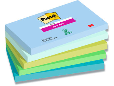 Memonotes, 76x127 mm, Assorteret Oasis, 5 blokke, Post-it Super Sticky 