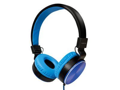 LogiLink HS0049BL hovedtelefoner/headset Ledningsført Musik Sort, Blå