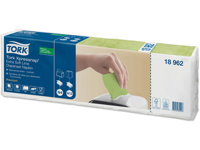 Dispenserservietter, 2 lag, Lime, 21.3x16.5 cm, 8000 stk, Tork Xpressnap N4