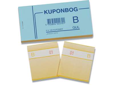 Kuponbog, Gul, 1 bog, 2x100 kuponer, GF 