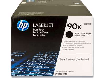 Tonere, 90X, Black-sort, Dual pack, HP CE390XD