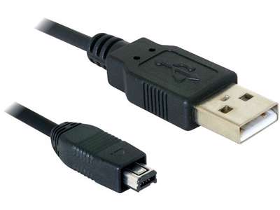 DeLOCK USB cable 2.0 mini 4-Pin Hirose 1,5m USB-kabel USB A USB B Sort