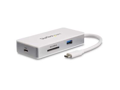 StarTech.com DKT3CHSD4GPD dockingstation Ledningsført USB 3.2 Gen 1 (3.1 Gen 1) Type-C Sølv, Hvid