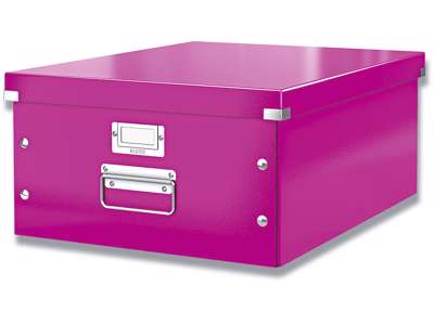 Opbevaringsboks, Large A3, Med håndtag, Metallic pink, Leitz Click & Store WOW 