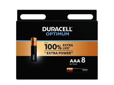 Batteri, AAA, 1.5 V, 8 stk, Duracell Optimum