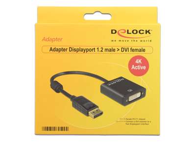 DeLOCK 62599 videokabel adapter 0,2 m DisplayPort DVI-I Sort