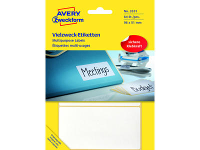 Etiketter, 98x51 mm, Hvid, 84 etiketter i alt, Avery 