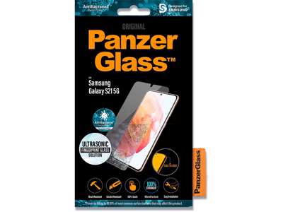 Skærmbeskyttelse, Samsung Galaxy S21 5G, Sort, 1 stk, PanzerGlass Antibacterial - Case Friendly 