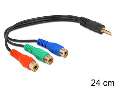 DeLOCK 62499 lydkabel 0,24 m 3.5mm 3 x RCA Sort