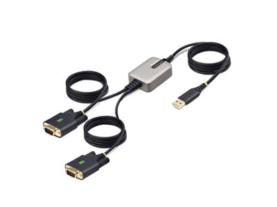 StarTech.com 2P6FFC-USB-SERIAL kabel kønsskifter USB-A 2 x DB-9 RS-232 Sort, Grå