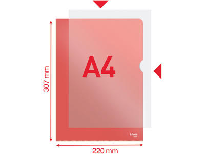 Plastomslag, A4, 100 stk, 0.115 mm, Esselte Rød