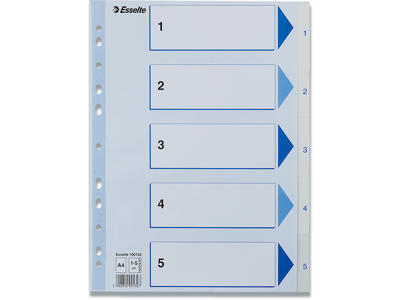 Registerblade, A4, 1-5, Hvid, Esselte 