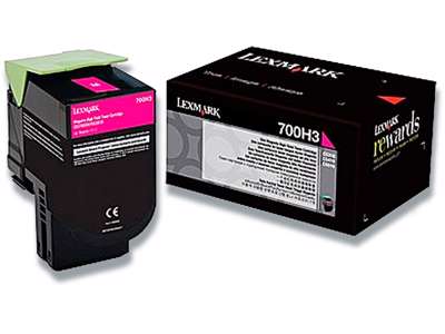 Toner, 700H3, Magenta-rød, 3.000 sider, Lexmark 70C0H30