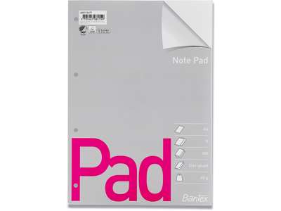 Papirblok, Ulinjeret, A4, 1 blok, Bantex Note Pad 