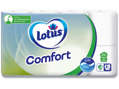 Toiletpapir, Udvendig oprulning, 3 lag, 56 ruller, Lotus Comfort 