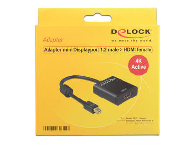 DeLOCK 62611 videokabel adapter 0,2 m Mini DisplayPort HDMI Type A (Standard) Sort