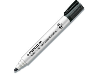 Whiteboard marker, Rund spids, Sort, 2 mm, Staedtler Lumocolor 351