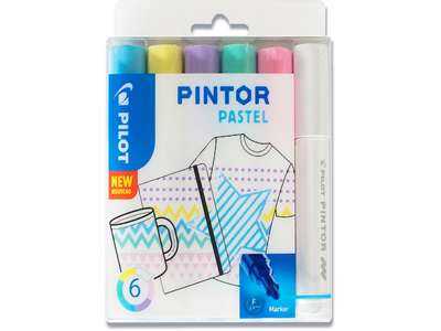 Hobby marker, Assorteret, 1.0 mm, 6 stk, Pilot Pintor Pastel Mix