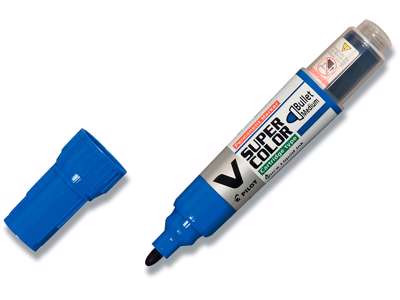 Marker, Rund spids, 1 mm, Blå, Pilot V Super Color SCA-VSC-M-BG-L