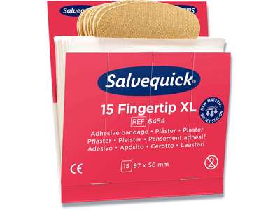 Plaster, Tekstil, 15 plastre pr refill, 6 pakker refill, Salvequick Fingerspids 