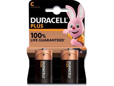 Batteri,  C, 1.5 V, 2 stk, Duracell Plus Power