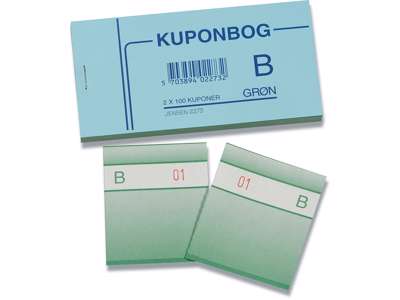 Kuponbog, Grøn, 1 bog, 2x100 kuponer, GF 