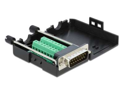 DeLOCK 66566 kabel kønsskifter serial Sub-D15 16 pin terminal block Sort