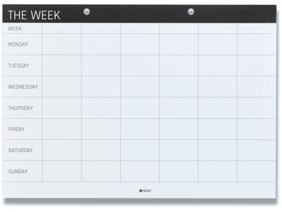 Planlægningsblok, Ugeplan, Engelsk, A4, 6 personer, 52 ark, Naga